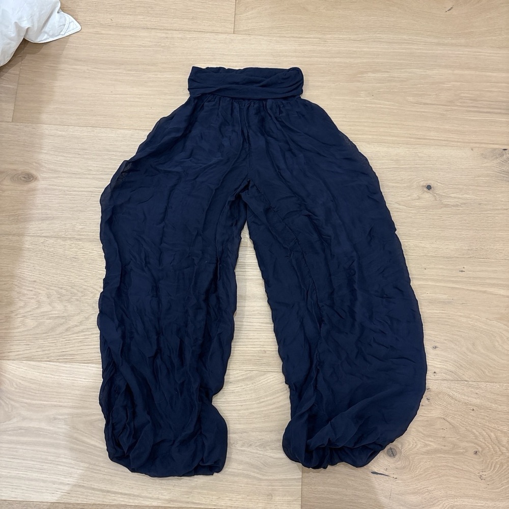 Navy Blue Wide-Leg Pants